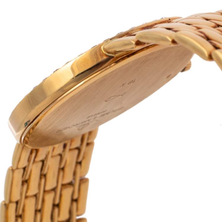Pre Owned Baume & Mercier Mother Of Pearl 18k Yellow Gold Diamonds Classic 15156 988 Men's Wristwatch 32 mm