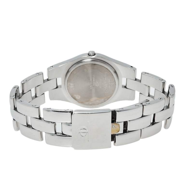 Pre Owned Baume & Mercier White Stainless Steel 5161 Linea Quartz Women's Wristwatch 30 MM