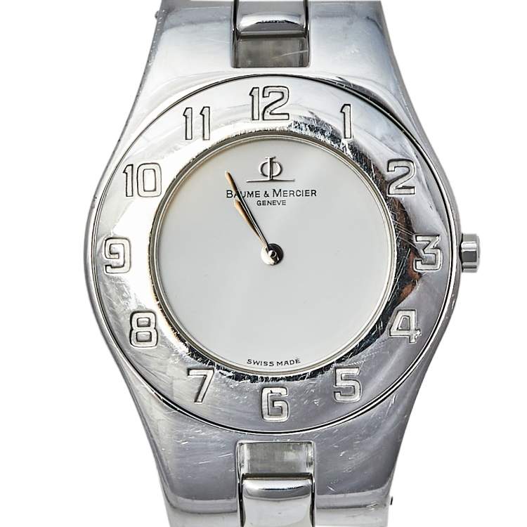Pre Owned Baume & Mercier White Stainless Steel 5161 Linea Quartz Women's Wristwatch 30 MM
