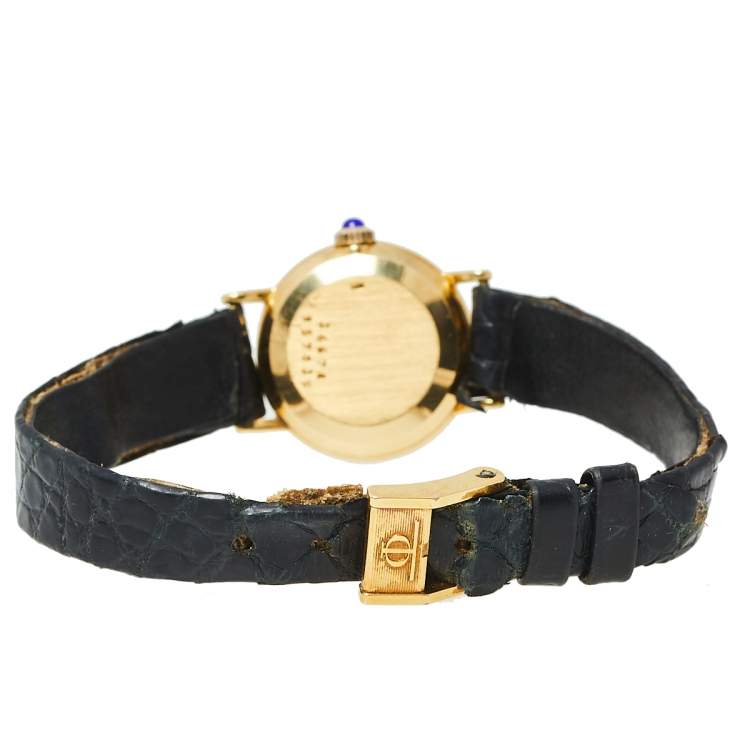 Pre Owned Baume & Mercier Black Gold-Plated Women's Wristwatch 21 mm