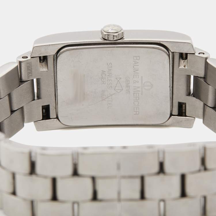 Pre Owned  Baume & Mercier White Stainless Steel Hampton MV045139 Women's Wristwatch 20 mm 