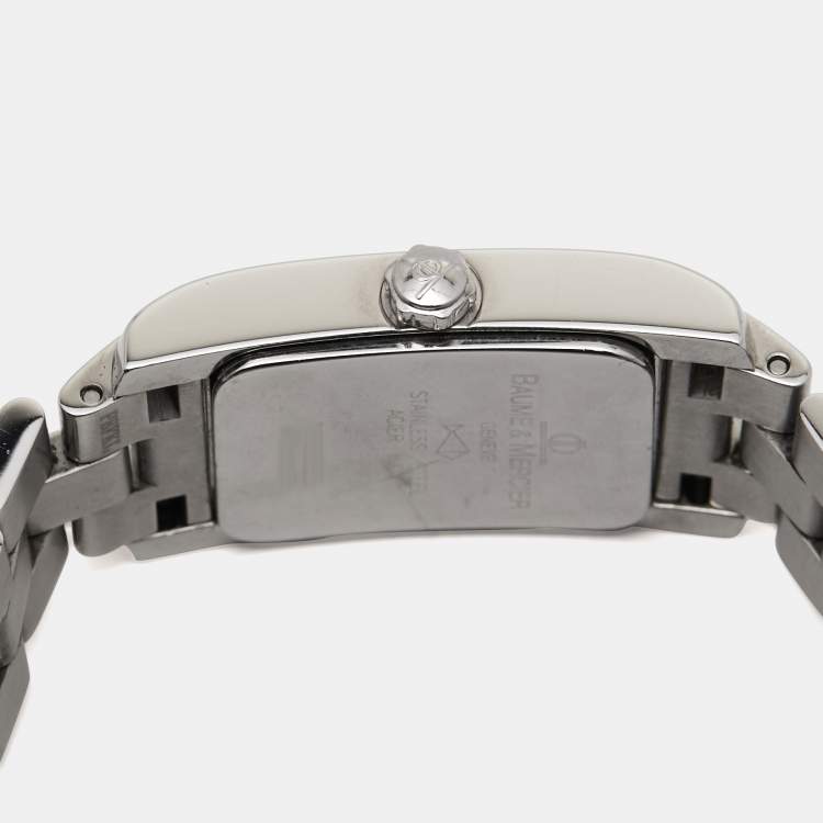 Pre Owned  Baume & Mercier White Stainless Steel Hampton MV045139 Women's Wristwatch 20 mm 