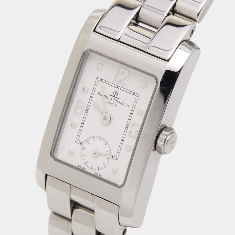 Pre Owned  Baume & Mercier White Stainless Steel Hampton MV045139 Women's Wristwatch 20 mm 