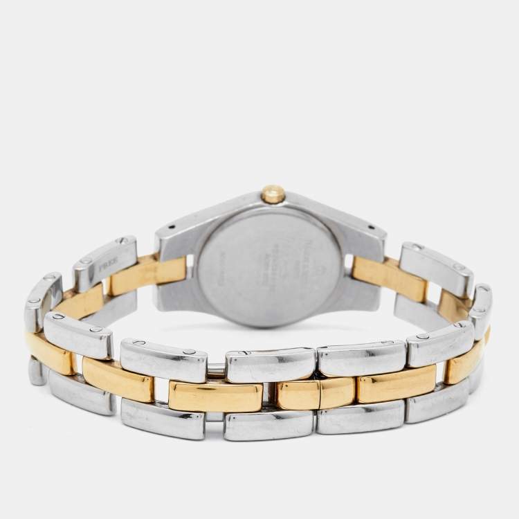 مملوكة مسبقًا Baume & Mercier White Two-Tone Stainless Steel Linea MV045203 Women's Wristwatch 22 mm