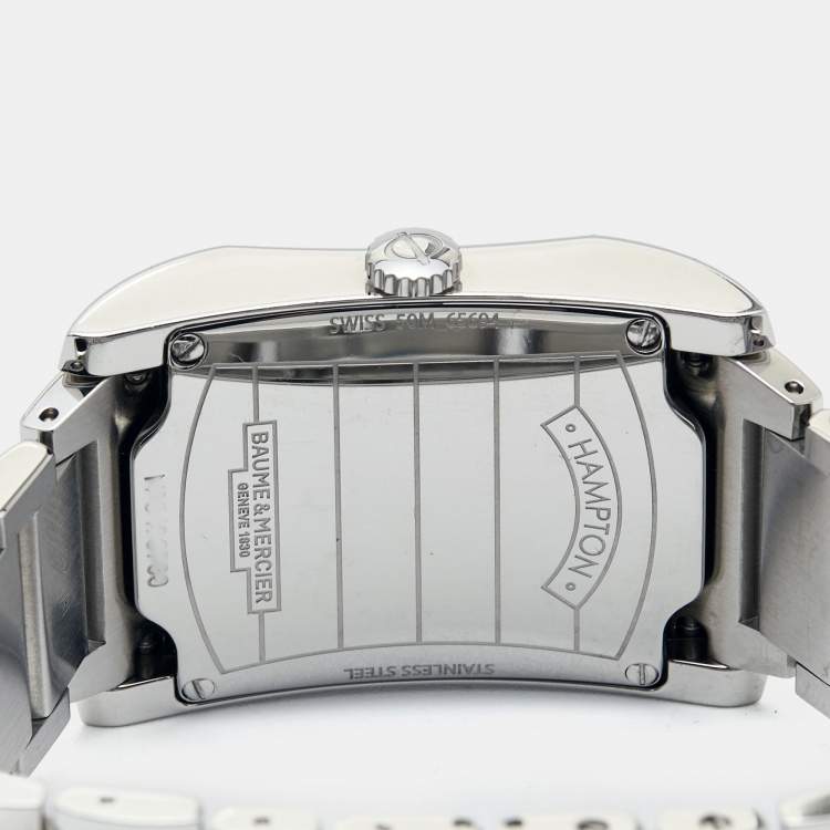 Pre Owned Baume & Mercier Black Stainless Steel Diamond Hampton 65694 Women's Wristwatch 27 mm