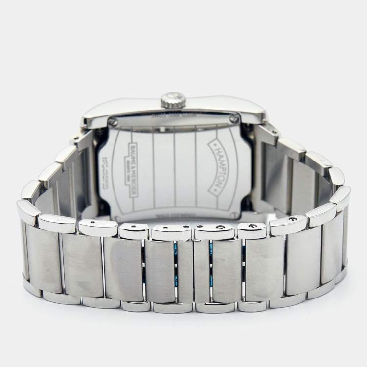 Pre Owned Baume & Mercier Black Stainless Steel Diamond Hampton 65694 Women's Wristwatch 27 mm