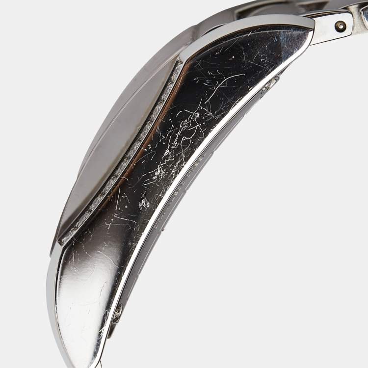 Pre Owned Baume & Mercier Black Stainless Steel Diamond Hampton 65694 Women's Wristwatch 27 mm