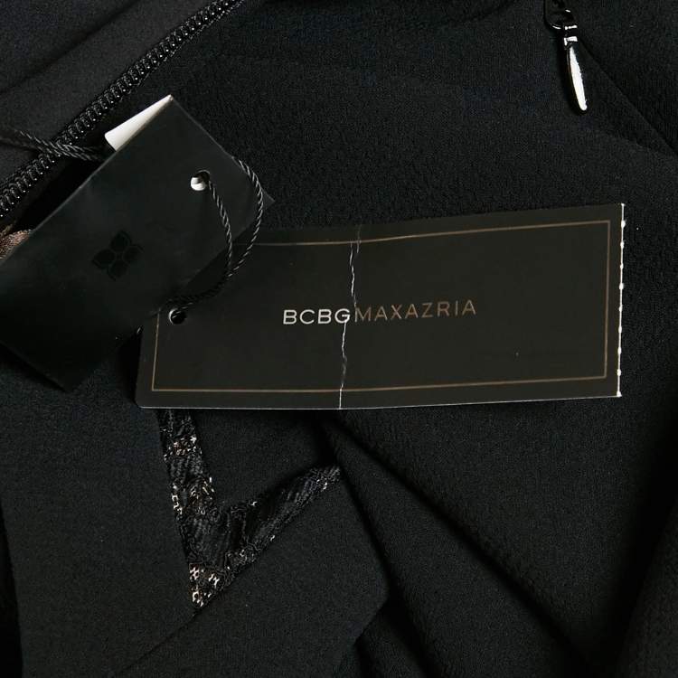 Pre Owned BCBCMaxAzria Black Crepe Lace Detail Penelopey Maxi Dress XS 