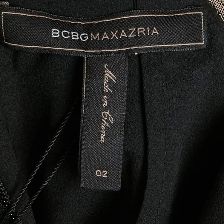 Pre Owned BCBCMaxAzria Black Crepe Lace Detail Penelopey Maxi Dress XS 