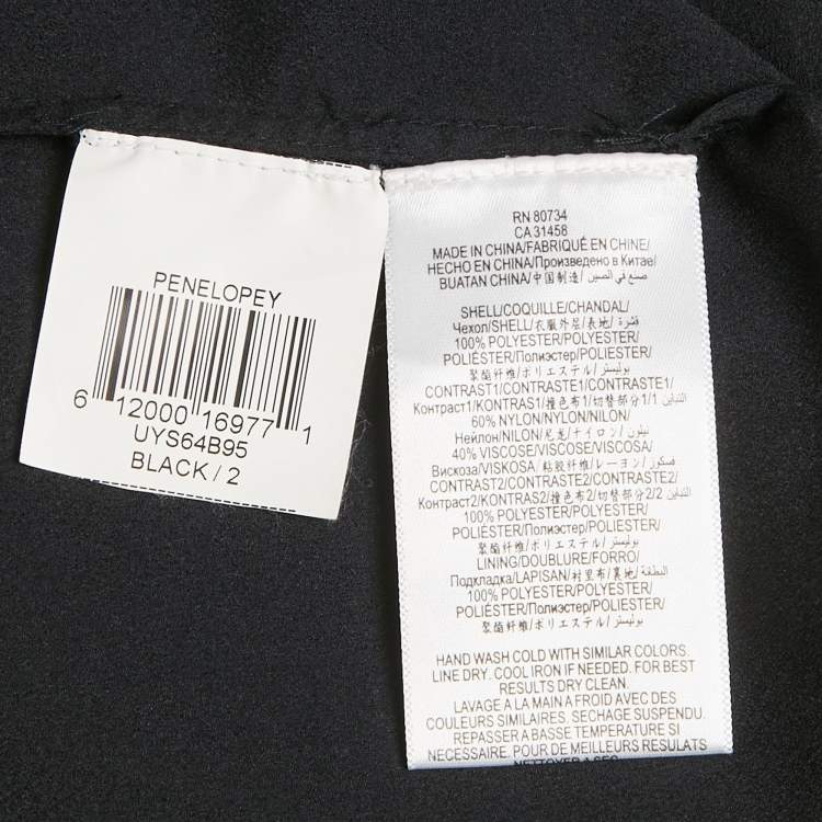 Pre Owned BCBCMaxAzria Black Crepe Lace Detail Penelopey Maxi Dress XS 