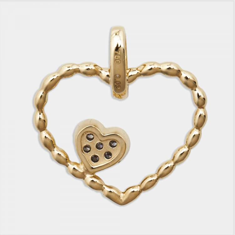 Pre Owned Bernhard H. Mayer Amore Twin Diamond 18k Yellow/White Gold Pendant 
