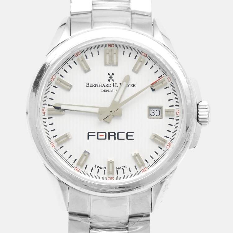 Pre Owned Bernhard H. Mayer Force Quantum 41701.623.1 White Dial Stainless Steel Women's Wristwatch 35 mm