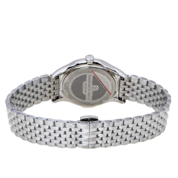 Pre Owned  Bernhard H. Mayer Mother Of Pearl Stainless Steel Diamond Muses Women's Wristwatch 36 mm