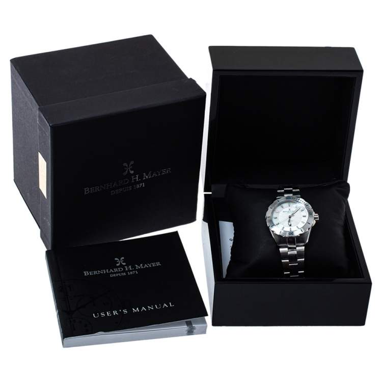 Pre Owned Bernhard H Mayer White Mother of Pearl Stainless Steel Ballad Women's Wristwatch 34 mm