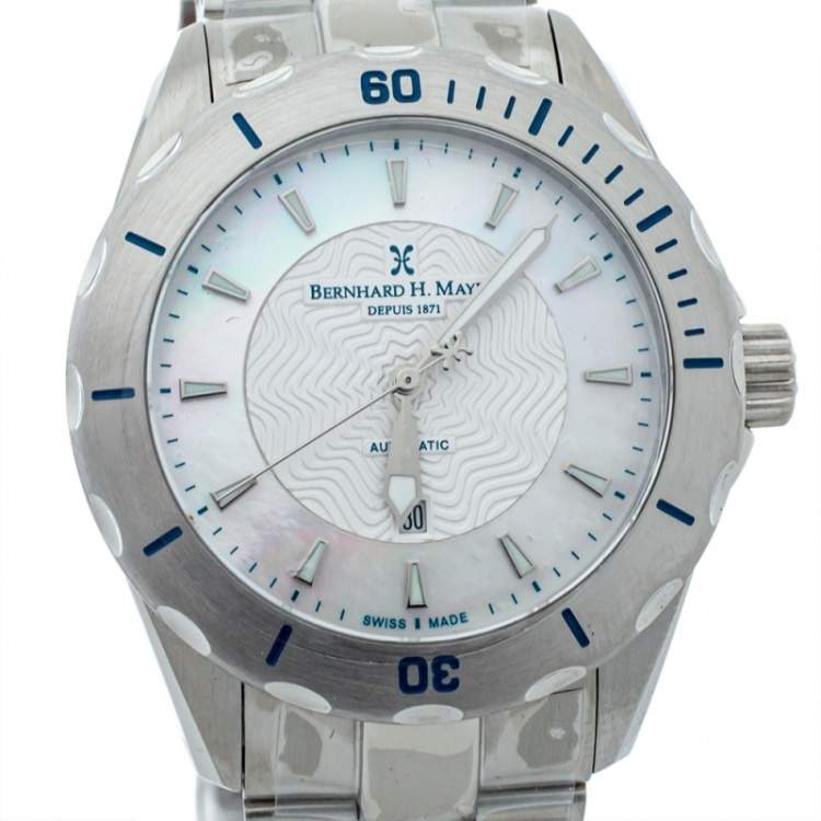 Pre Owned Bernhard H Mayer White Mother of Pearl Stainless Steel Ballad Women's Wristwatch 34 mm
