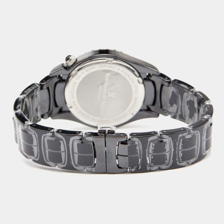 Pre Owned Bernhard H. Mayer Black Mother of Pearl Ceramic La Vida BH17/CWR Women's Wristwatch 38 mm