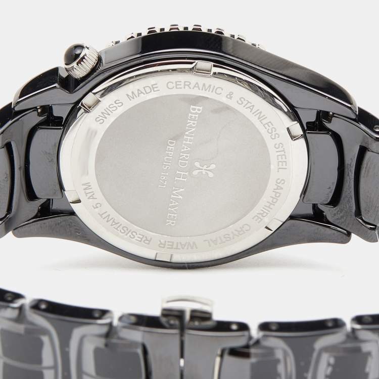 Pre Owned Bernhard H. Mayer Black Mother of Pearl Ceramic La Vida BH17/CWR Women's Wristwatch 38 mm