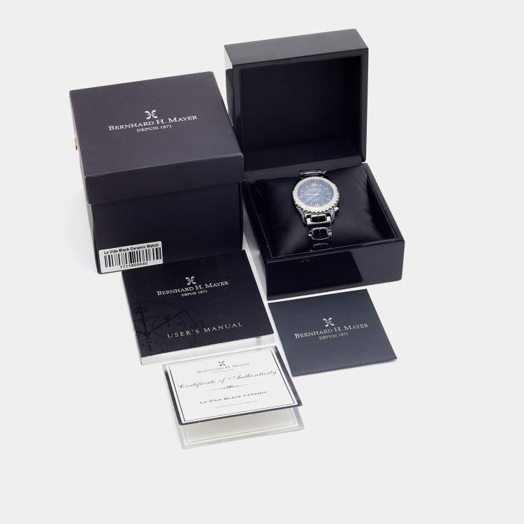 Pre Owned Bernhard H. Mayer Black Mother Of Pearl Black Ceramic Stainless Steel La Vida BH17P/CW Women's Wristwatch 38 mm