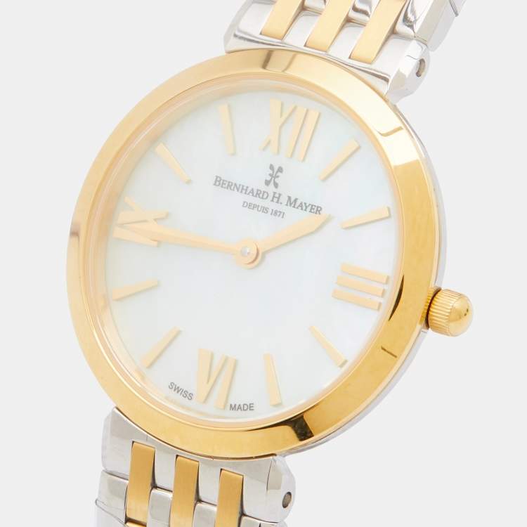 Pre Owned Bernhard H. Mayer Mother of Pearl Two Tone Stainless Steel Thalia 52702.595.1 Women's Wristwatch 27.5 mm 