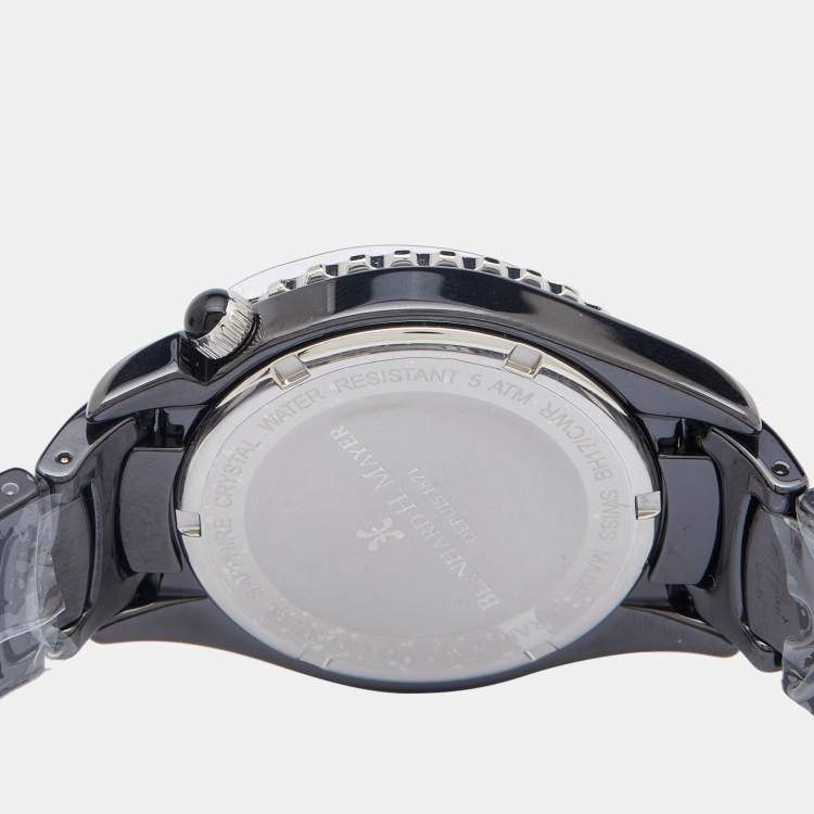 Pre Owned Bernhard H. Mayer Black Mother Of Pearl Black Ceramic Stainless Steel La Vida BH17/CW Women's Wristwatch 38 mm