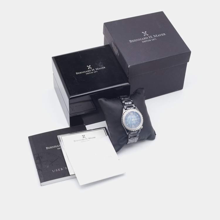 Pre Owned Bernhard H. Mayer Black Mother Of Pearl Black Ceramic Stainless Steel La Vida BH17/CW Women's Wristwatch 38 mm