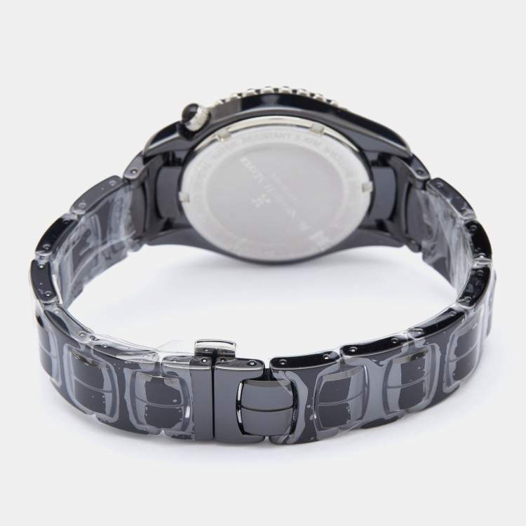 Pre Owned Bernhard H. Mayer Black Mother Of Pearl Black Ceramic Stainless Steel La Vida BH17/CW Women's Wristwatch 38 mm