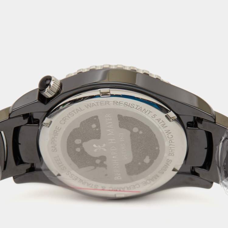 Pre Owned Bernhard H. Mayer Black Mother Of Pearl Black Ceramic Stainless Steel Circonias La Vida BH17P/CW Women's Wristwatch 38 mm