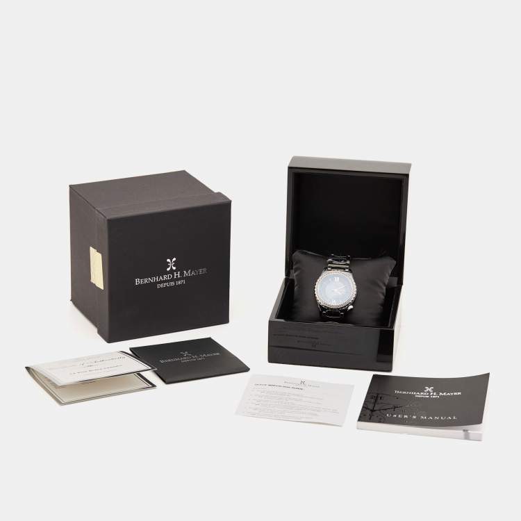 Pre Owned Bernhard H. Mayer Black Mother Of Pearl Black Ceramic Stainless Steel Circonias La Vida BH17P/CW Women's Wristwatch 38 mm