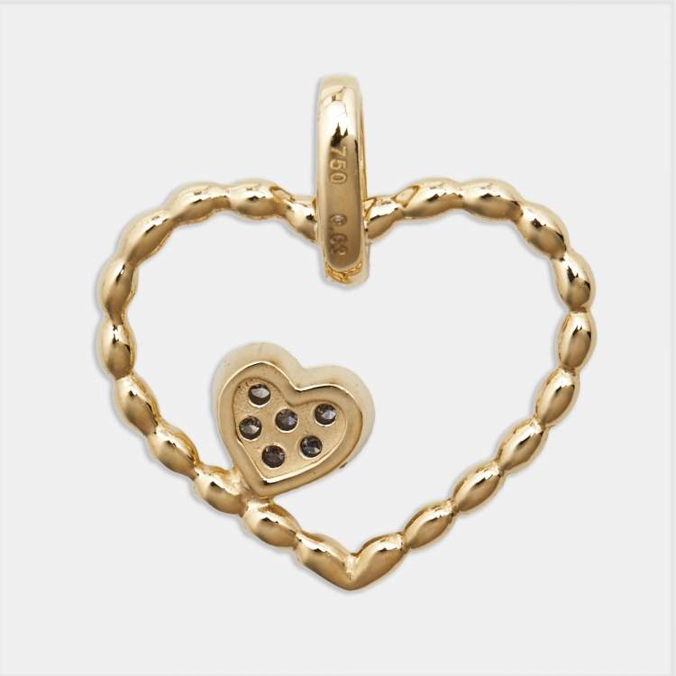 Pre Owned Bernhard H. Mayer Amore Twin Diamond 18k Yellow/White Gold Pendant 