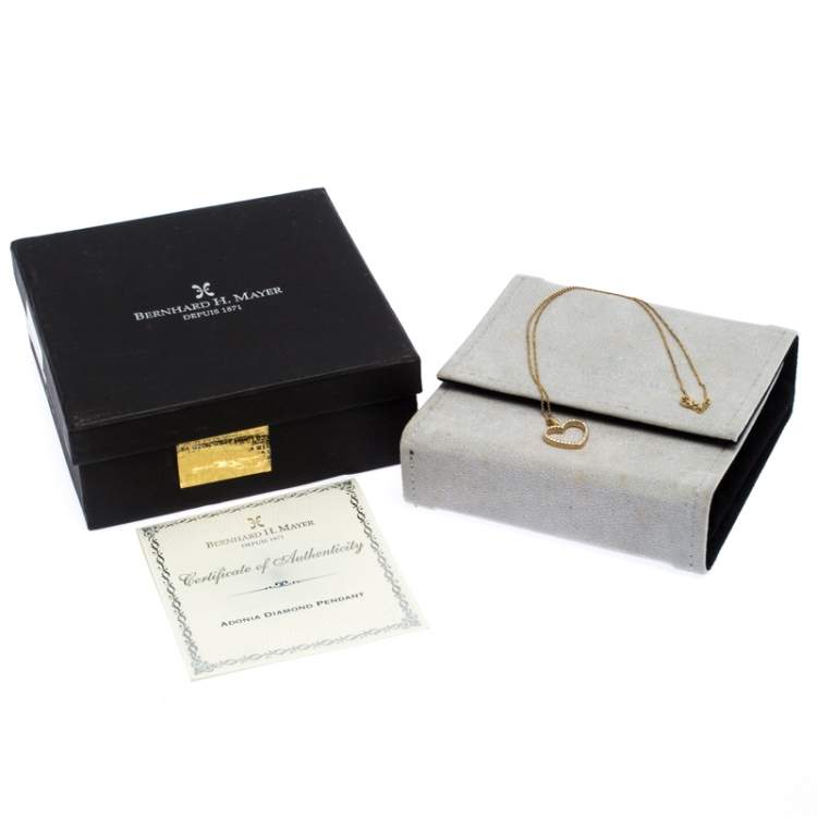 Pre Owned Bernhard H. Mayer Adonia Diamond 18k Yellow Gold Heart Pendant Necklace
