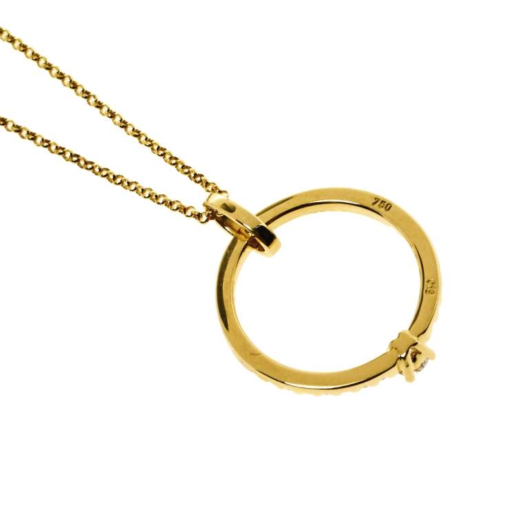 Pre Owned Bernhard H. Mayer Glimmer Diamond 18K Yellow Gold Pendant Necklace