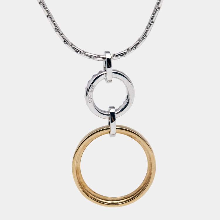 Pre Owned Bernhard H. Mayer Sun & Earth Diamond 18K Two Tone Gold Pendant
