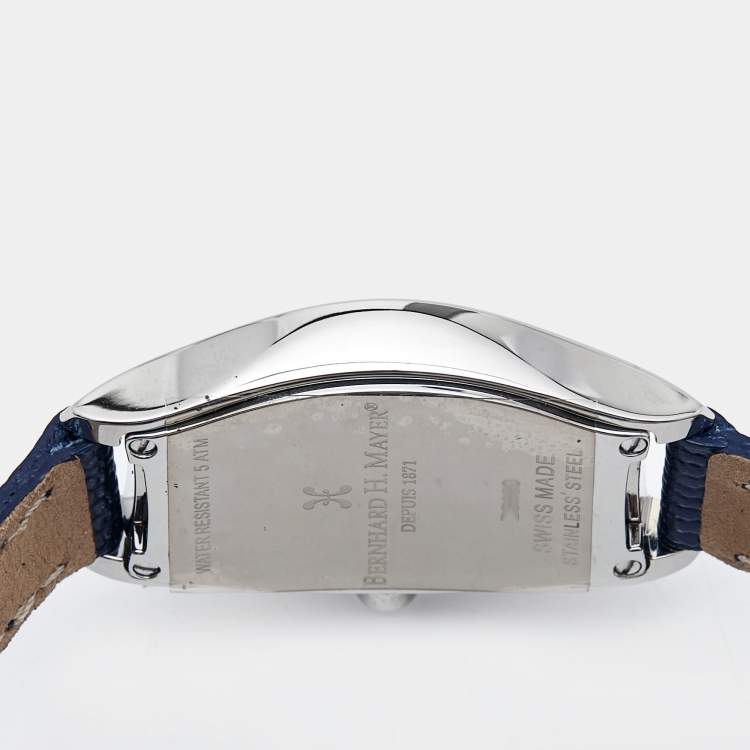 Pre Owned Bernhard H. Mayer Mother Of Pearl Stainless Steel Embossed Leather Serenade B3103 Women's Wristwatch 23 mm