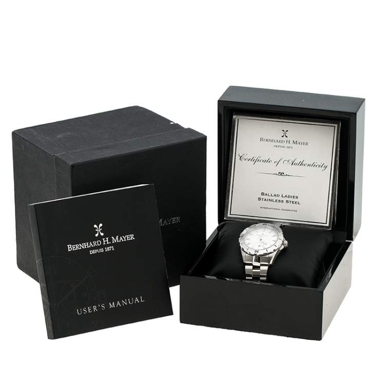 Pre Owned Bernhard H Mayer White Mother of Pearl Stainless Steel Ballad Women's Wristwatch 34 mm