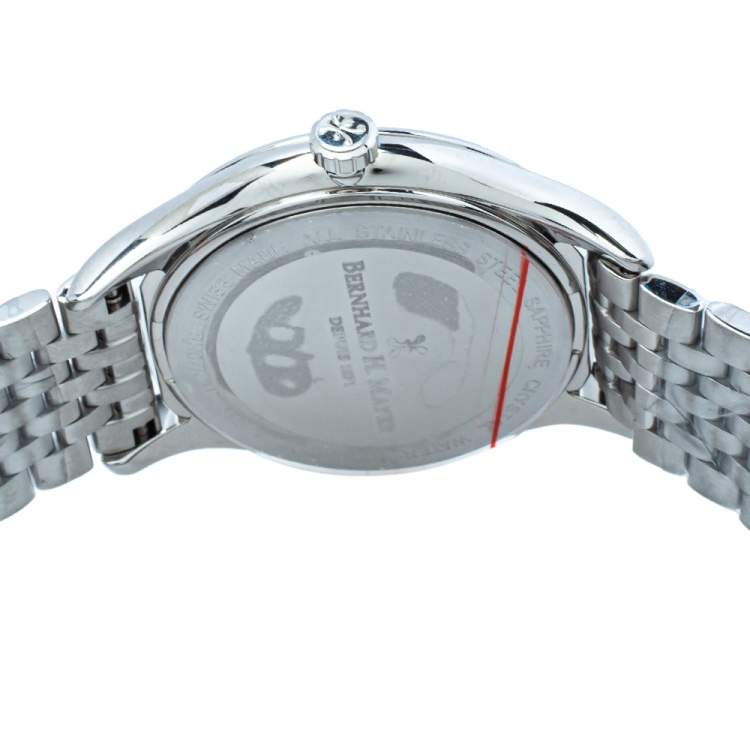 Pre Owned Bernhard H. Mayer Mother Of Pearl Stainless Steel Diamond Muses Women's Wristwatch 36mm