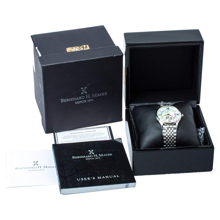 Pre Owned Bernhard H. Mayer Mother Of Pearl Stainless Steel Diamond Muses Women's Wristwatch 36mm