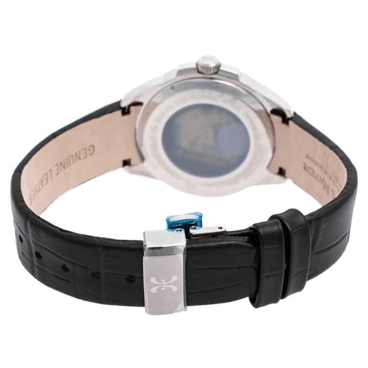 Pre Owned Bernhard H. Mayer White Stainless Steel Leather Force Quantum 41601.623.1 Women's Wristwatch 35 mm