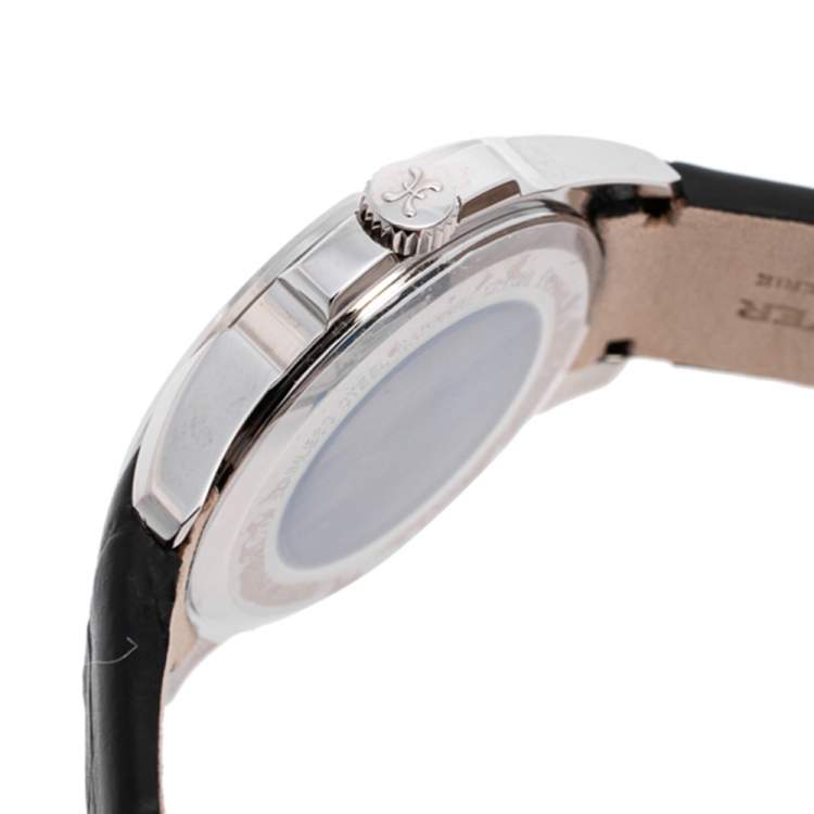 Pre Owned Bernhard H. Mayer White Stainless Steel Leather Force Quantum 41601.623.1 Women's Wristwatch 35 mm