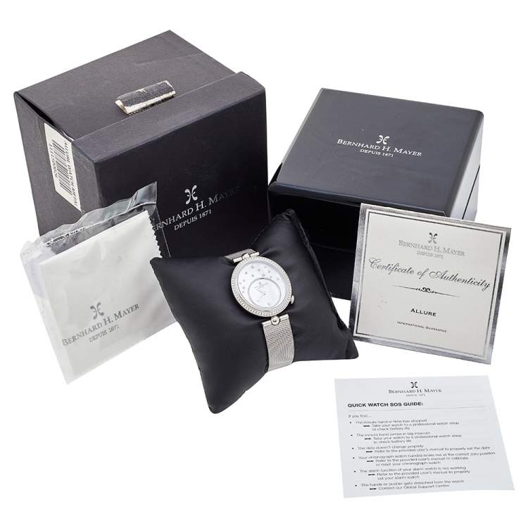 Pre Owned Bernhard H. Mayer Mother of Pearl Stainless Steel Allure B1706/CW Women's Wristwatch 34 mm