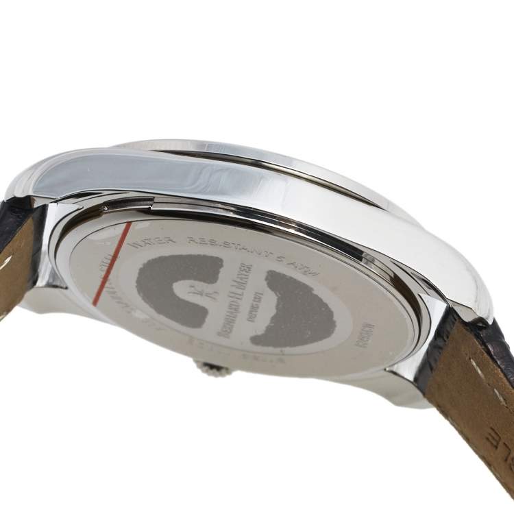 Pre Owned Bernhard H. Mayer White Stainless Steel Leather Stella B2493/CW Women's Wristwatch 34 mm