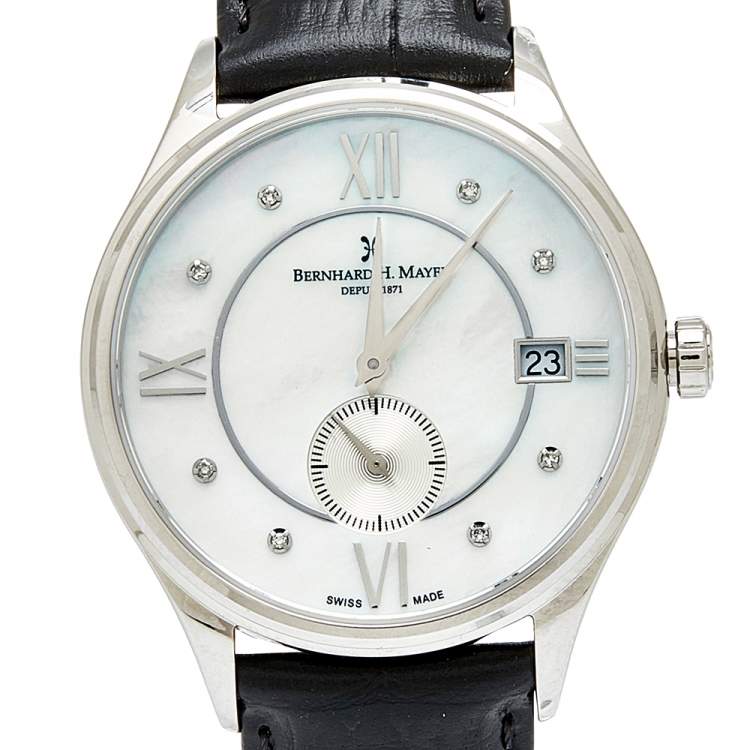 Pre Owned Bernhard H.Mayer Mother of Pearl Stainless Steel Muses Ladies Women's Wristwatch 36 mm