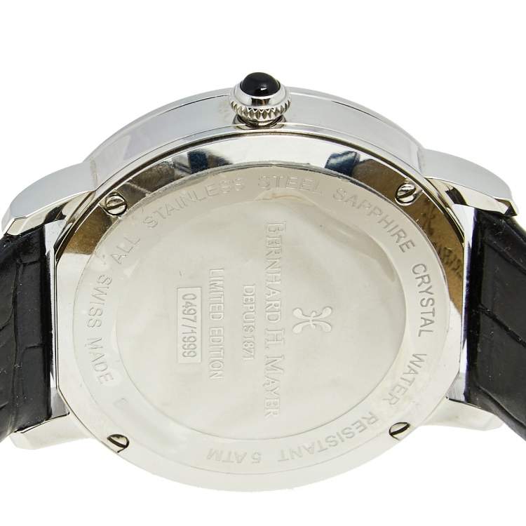 Pre Owned Bernhard H.Mayer Multicolor Stainess Steel Leather Diamond Peacock BH26/CW Women's Wristwatch 38 mm