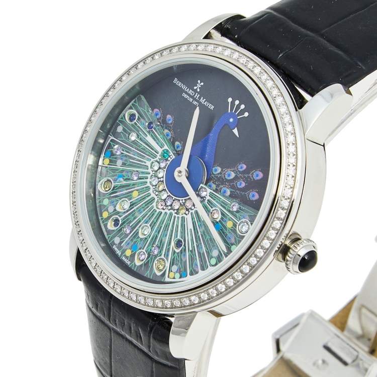 Bernhard H.Mayer Multicolor Stainess Steel Leather Diamond Peacock BH26 CW Women s Wristwatch 38 mm Bernhard H. Mayer TLC