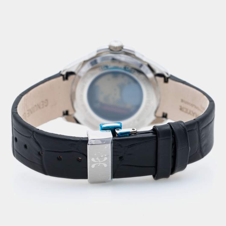 Pre Owned Bernhard H. Mayer White Stainless Steel Leather Force Quantum 41601.623.1 Women's Wristwatch 35 mm