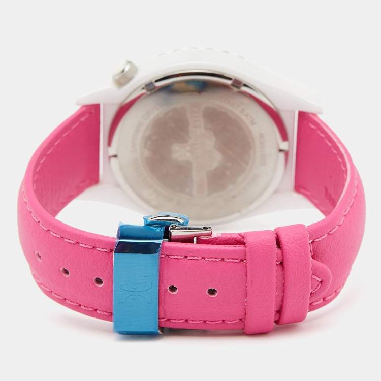 مملوكة مسبقًا Bernhard H. Mayer White Ceramic Leather La Vida Ceramic B2416/CW Women's Wristwatch 38 mm