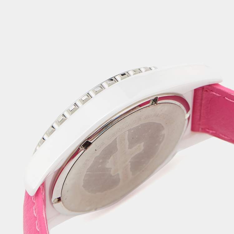مملوكة مسبقًا Bernhard H. Mayer White Ceramic Leather La Vida Ceramic B2416/CW Women's Wristwatch 38 mm