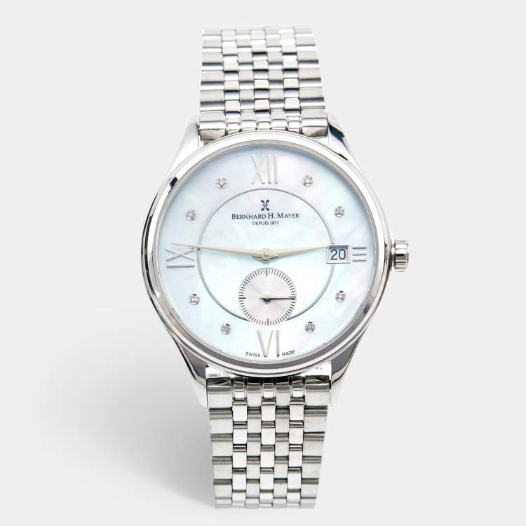 Pre Owned  Bernhard H. Mayer Mother Of Pearl Stainless Steel Diamond Muses BH07/CWF Women's Wristwatch 36 mm