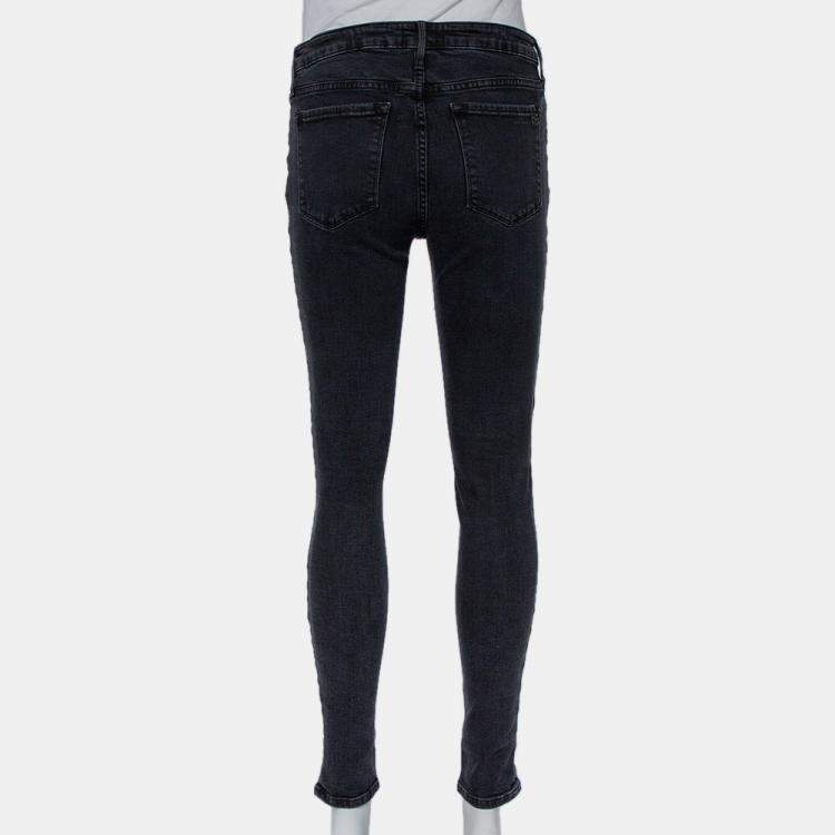 Pre Owned Black Orchid Black Denim Distressed Skinny Jude Jeans M