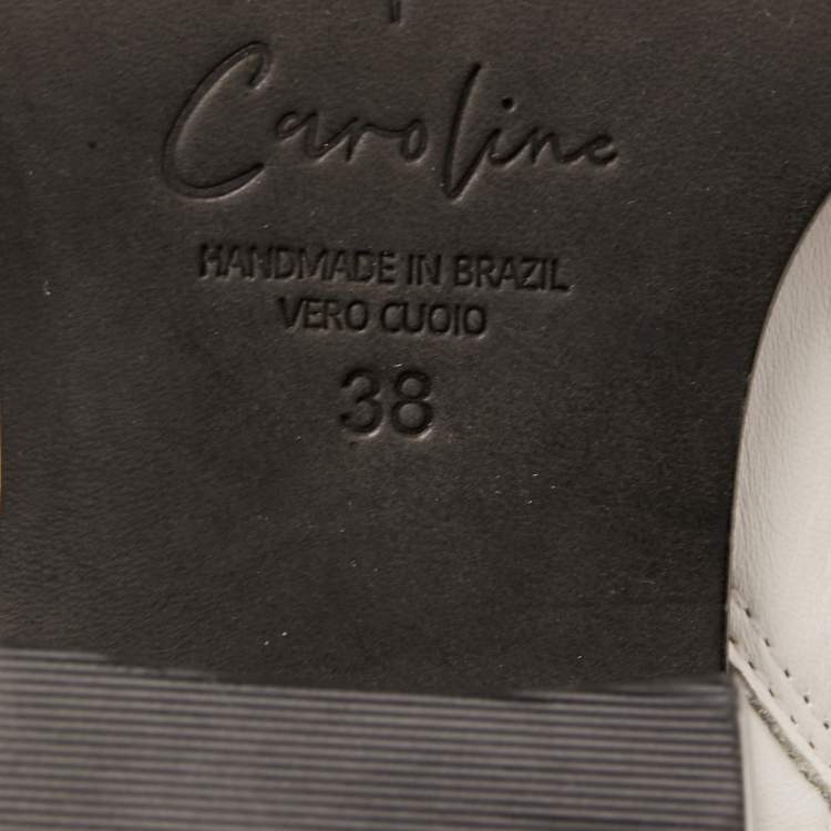 Pre Owned Black Suede Studio x Caroline Stanbury White Leather Knee Length Boots Size 38