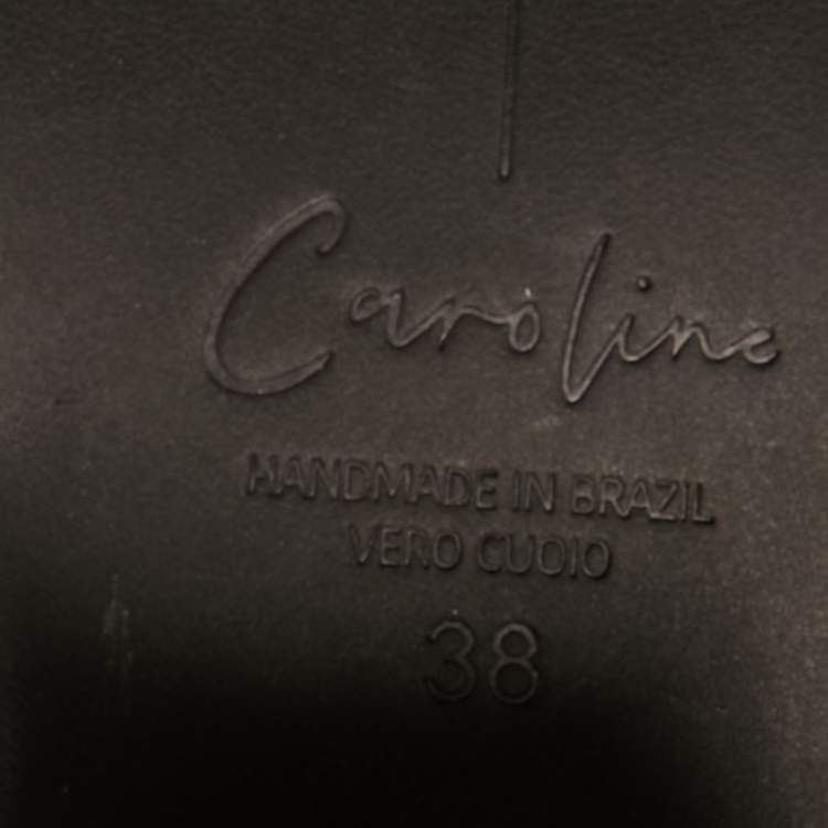 Pre Owned Black Suede Studio x Caroline Stanbury Black Leather Knee Length Boots Size 38